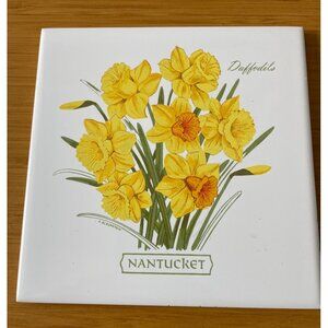 Vintage Nantucket Tile Trivet Wall Decor 6x6 Nantucket Flower Daffodil